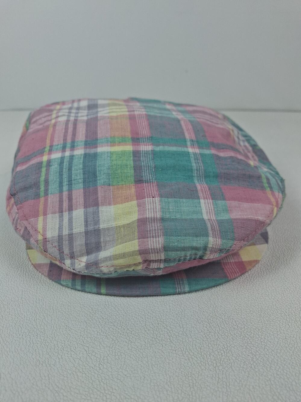 Vtg 70s 80s Hand Woven Madras Flat Cap Hat Medium Union Made USA New